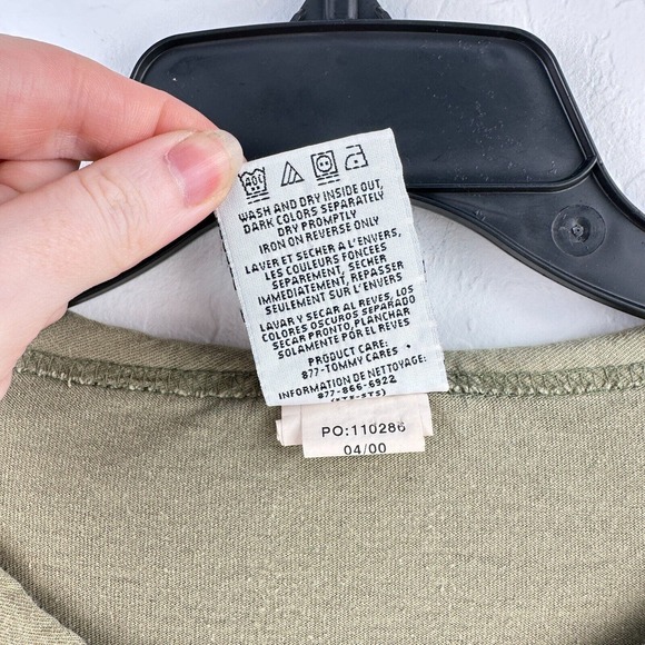Vintage Tommy Hilfiger 85 Cropped Tshirt Mens XXL Green Gray Cotton Lion Tee Y2K - Picture 6 of 8